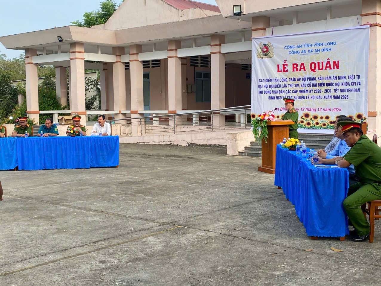 Công an xã An Bình tổ chức lễ ra quân cao điểm bảo đảm an ninh, trật tự phục vụ Đại hội, bầu cử và dịp tết Nguyên đán Bính Ngọ
