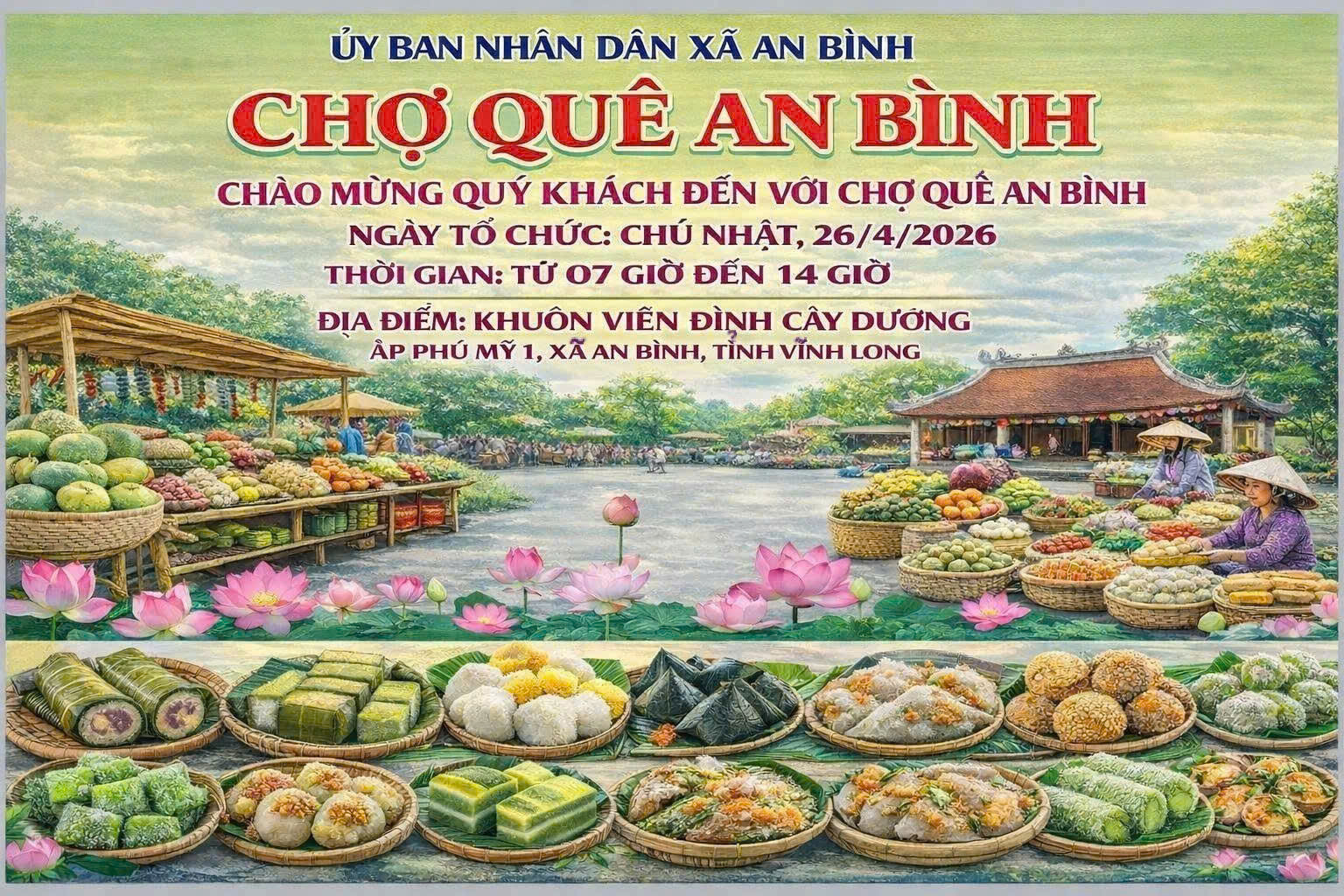 Rộn ràng Chợ quê An Bình - Điểm hẹn văn hóa, ẩm thực và trải nghiệm dân dã miệt vườn cù lao